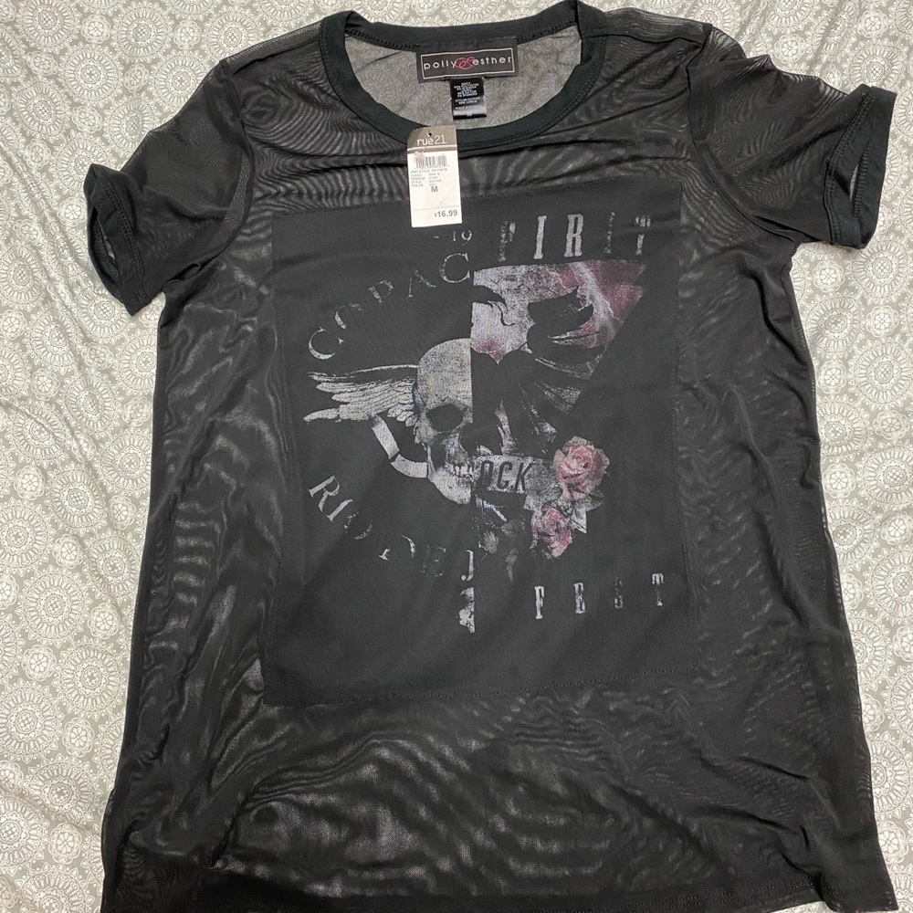 See through black blouse